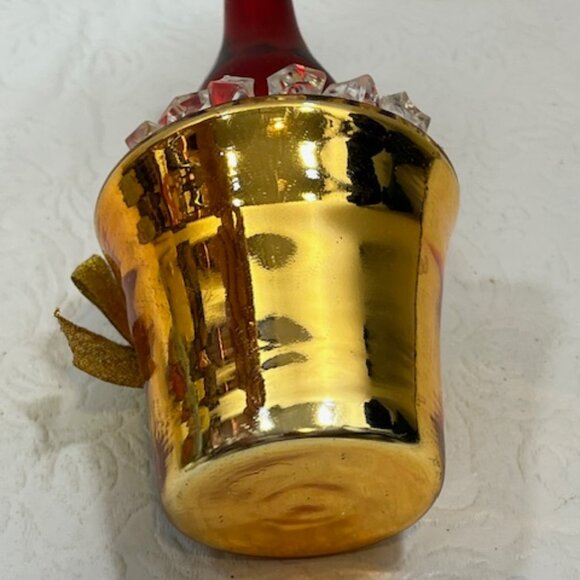 2011 Hand Blown Glass Christmas Champagne Bucket Ice Ornament Merry Christmas - Picture 8 of 16